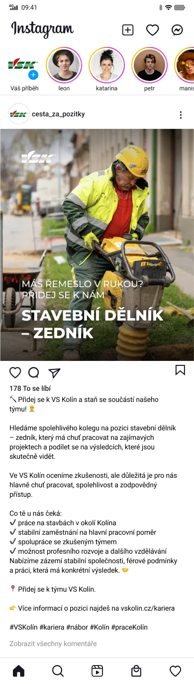 VS Kolín – Náborový post na pozici stavební dělník – zedník