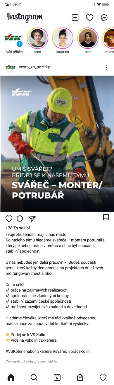 VS Kolín – Náborový post na pozici svářeč – montér potrubář