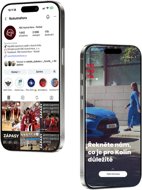Instagram profil @fbckutnahora a story Toyota v telefonech